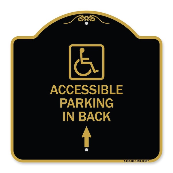 W/ NY Approved Isa Accessible Parking on Up Arrow W/ Graphic Alum Sign, 18" x 18", BG-1818-22697